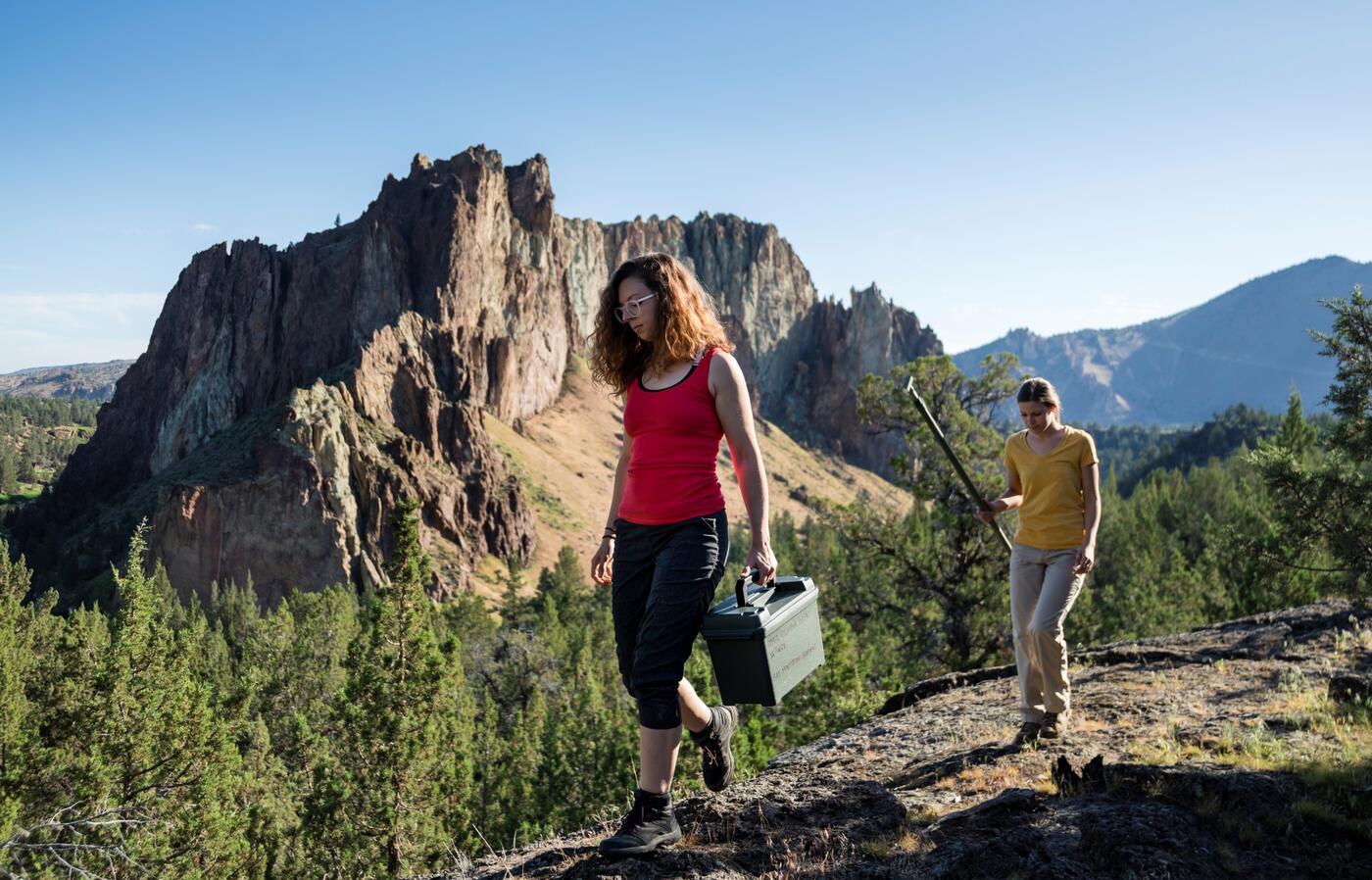 Two people hiking