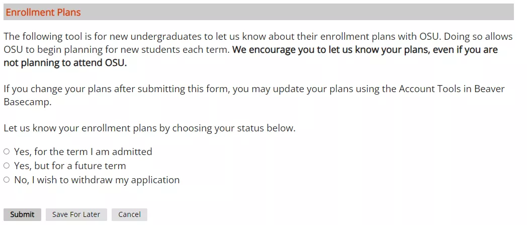 enrollment plans screenshot