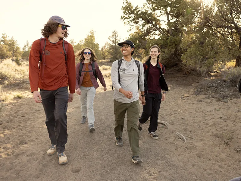 Students on hike in desert