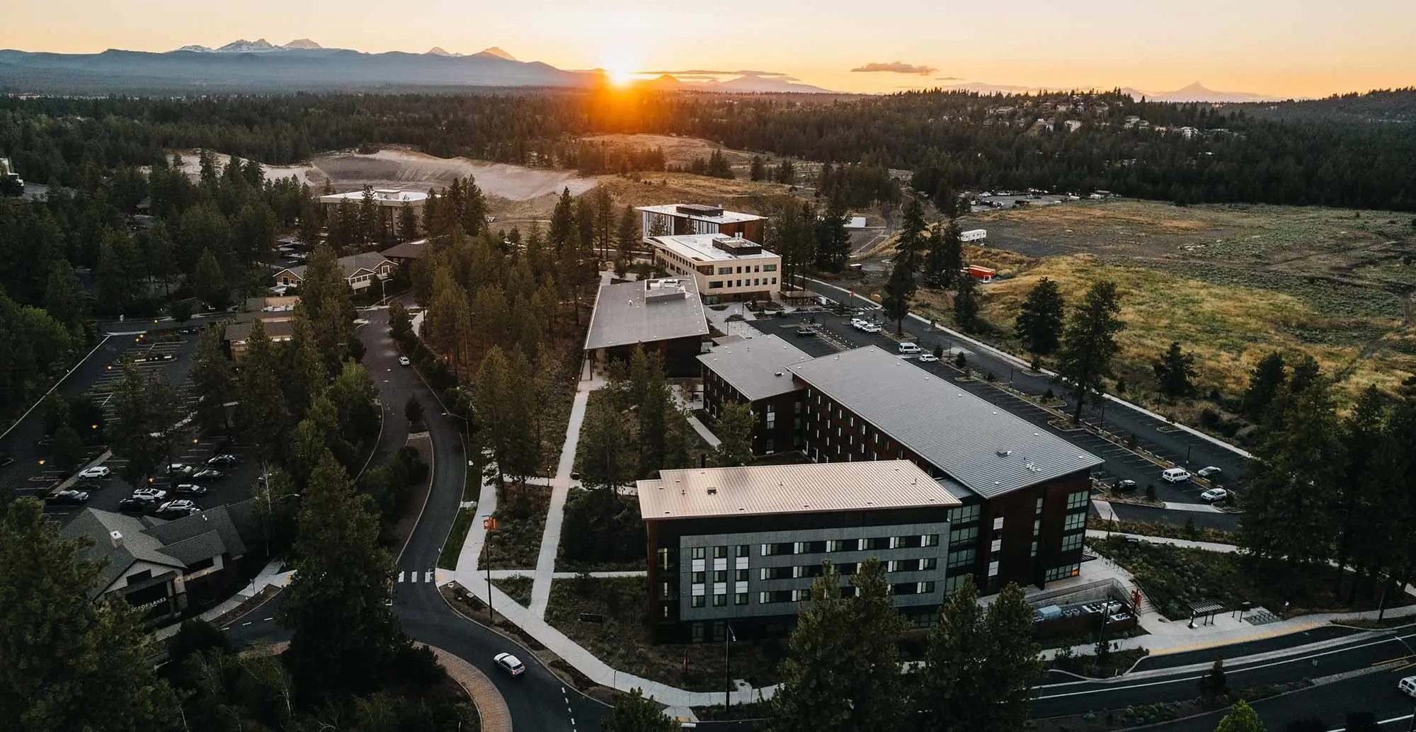 OSU-Cascades arial with sun setting