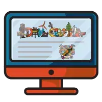 Computer screen with Dam Creative logo on it