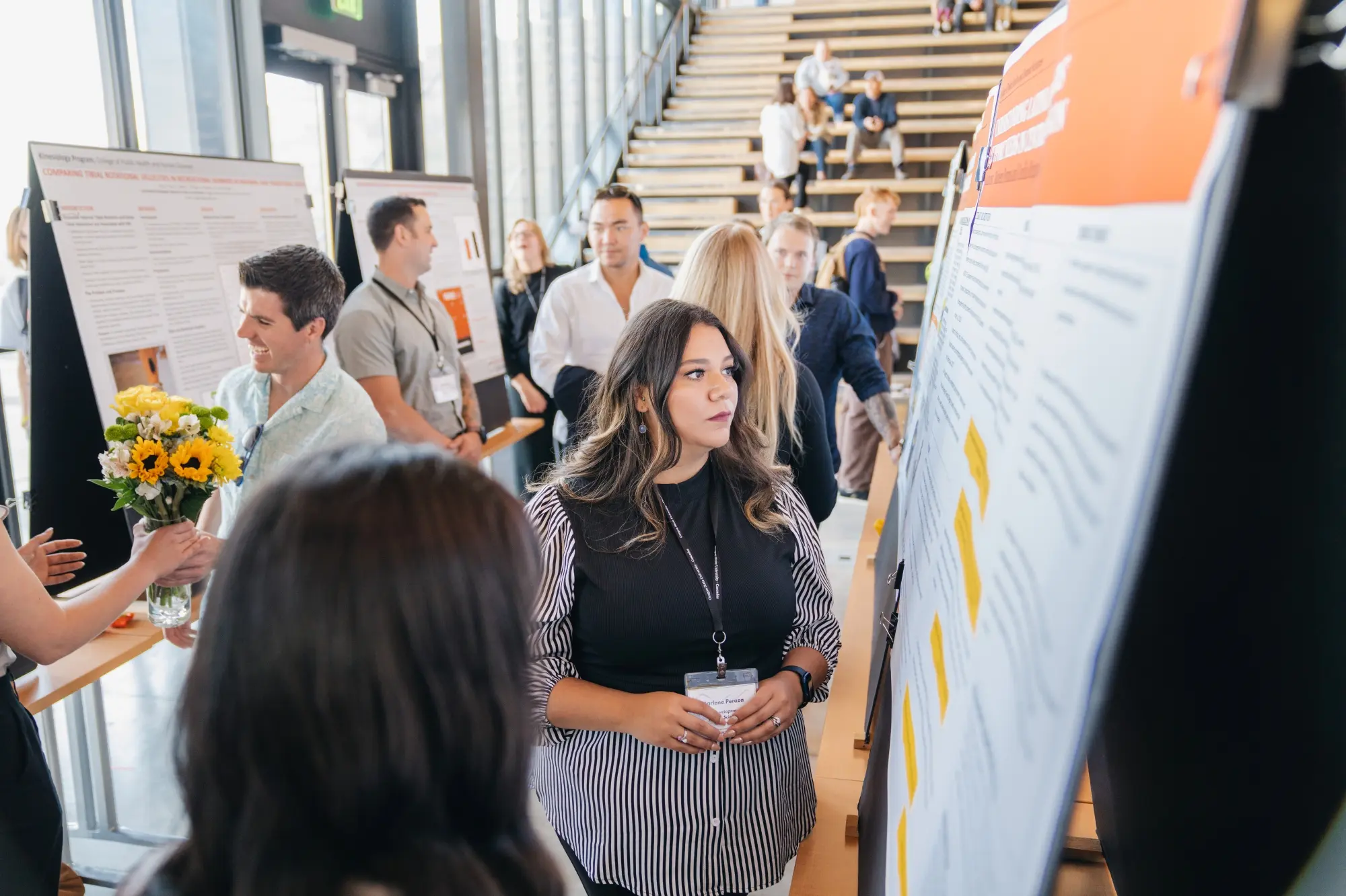 Person looking at research board