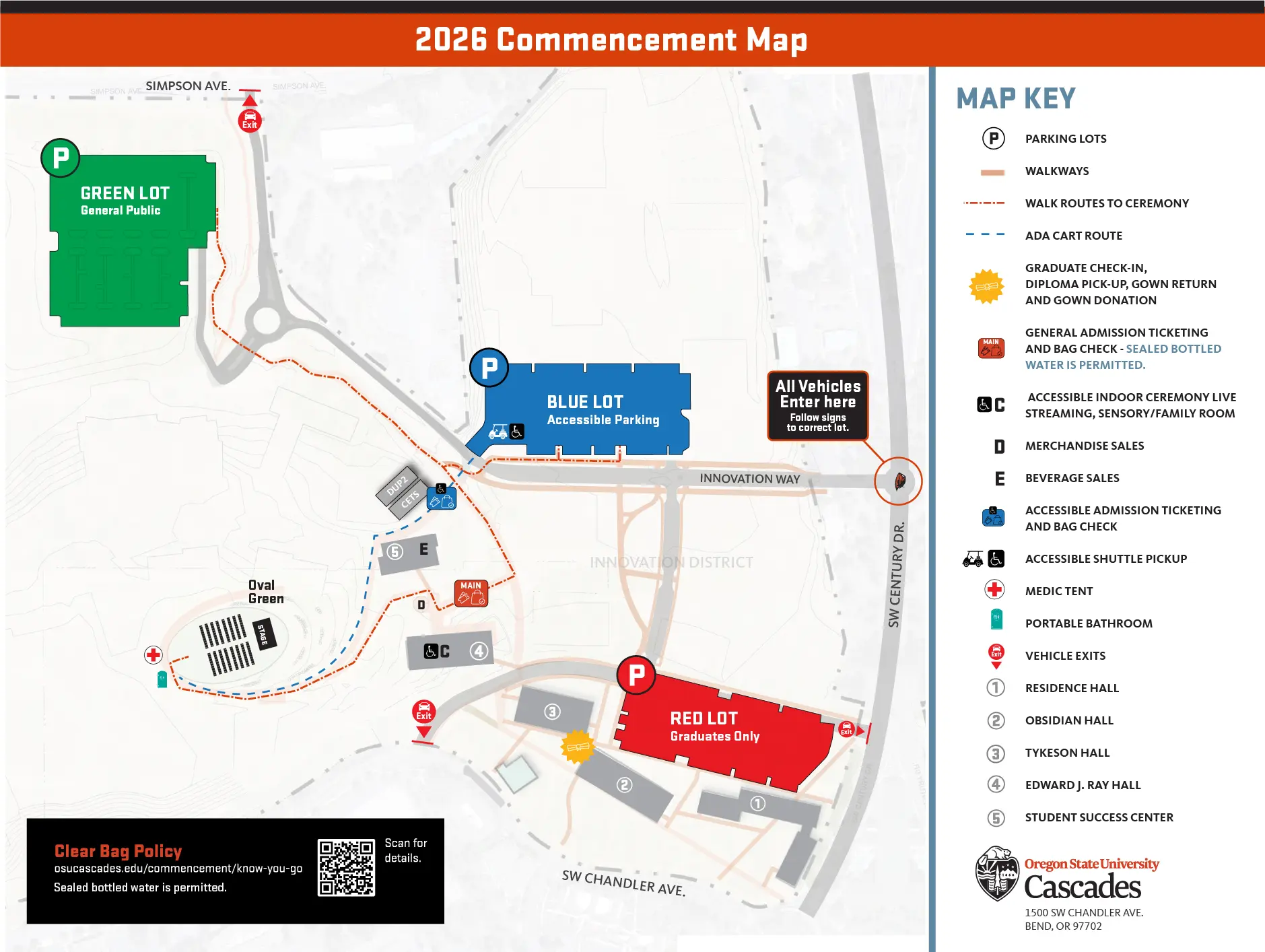 2026 Map of campus for Commencement