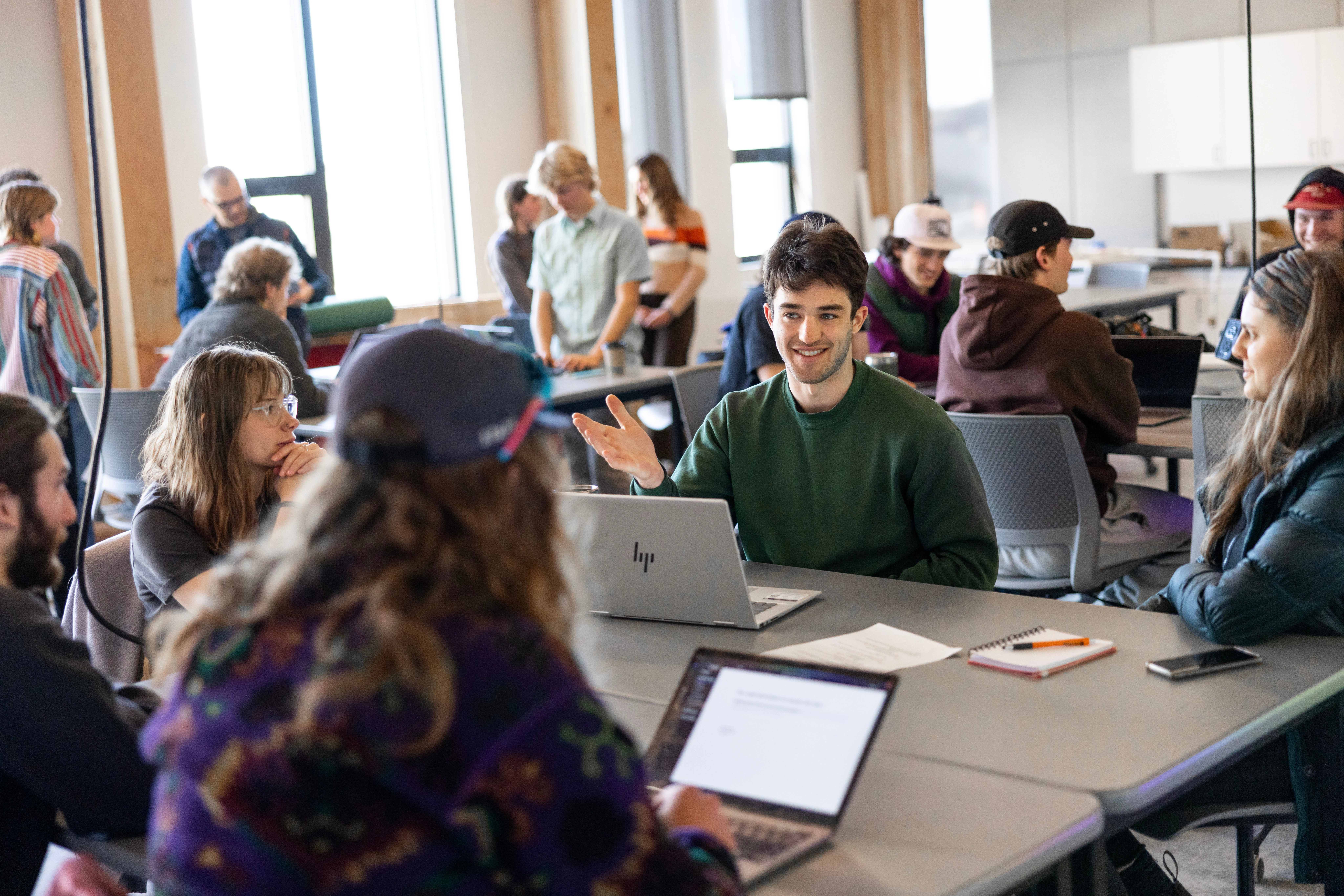 Students studying in a class