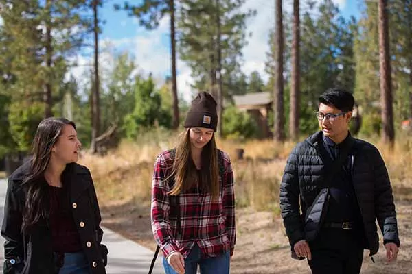 students walking on campus