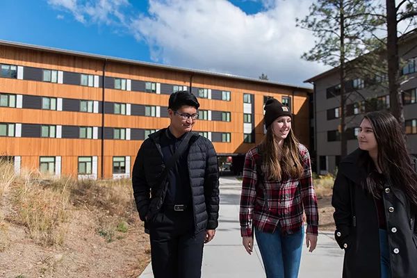 students walking on campus