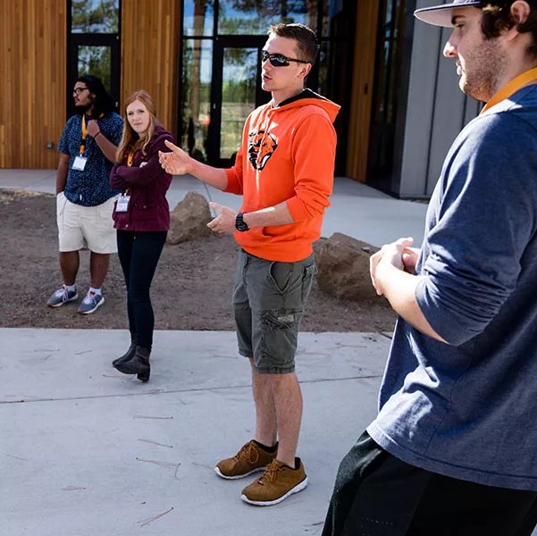 Student giving a tour of campus