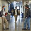 new students in hallway