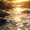 River and rocks at sunset