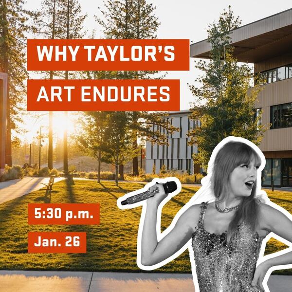 Taylor sift imposed on background of campus.