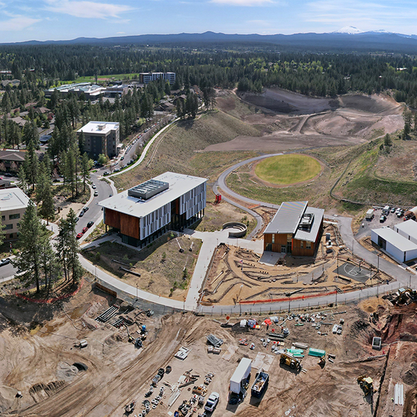 aerial view of campus and remediation area