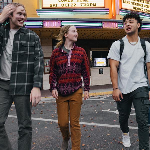 Students walking downtown