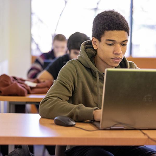 Student working on computer