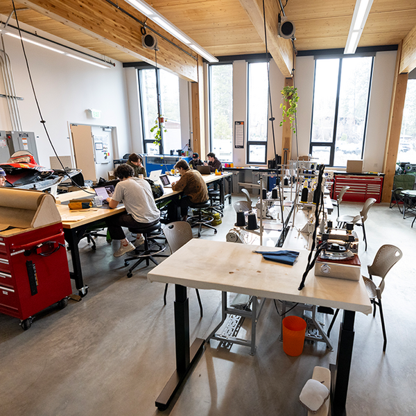 OP:EN Studio interior with students working.