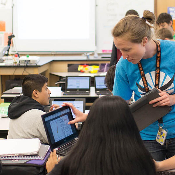 student teacher in classroom